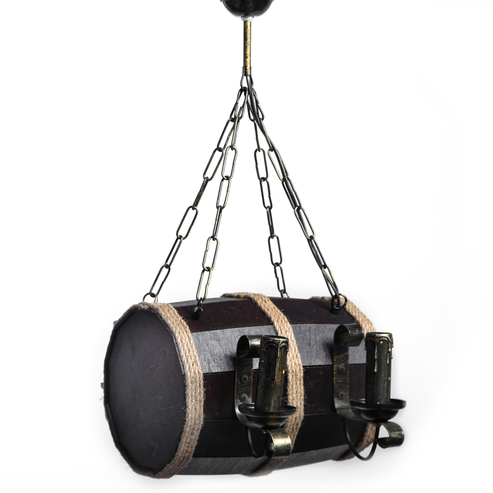 Люстра деревянная "Бочонок", горизонтальная, 4 плафона