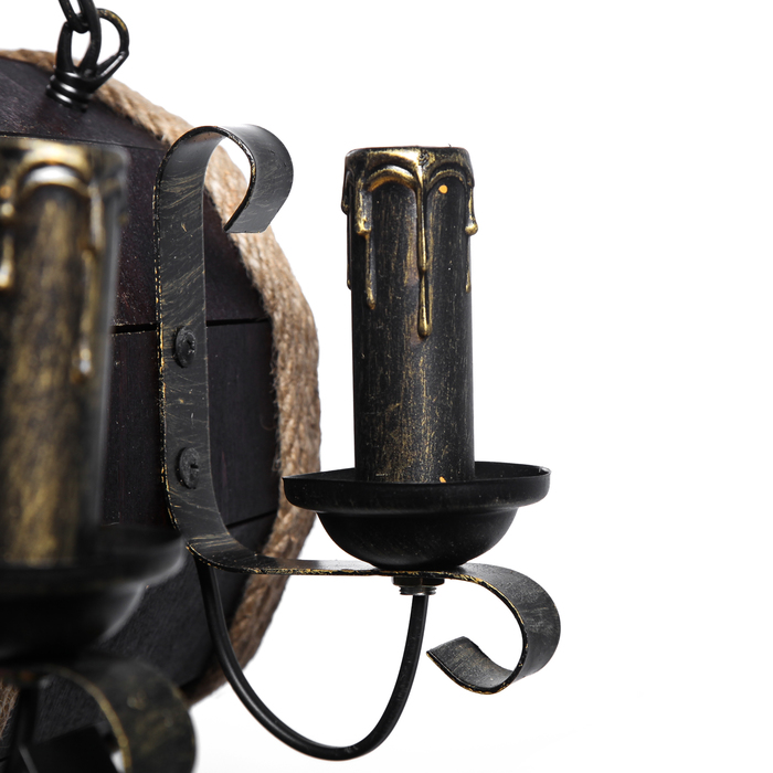 Люстра деревянная "Бочонок", горизонтальная, 4 плафона