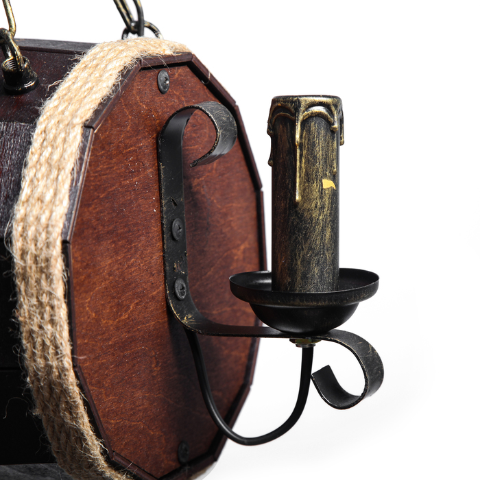 Люстра деревянная "Бочонок", горизонтальная, 6 плафона