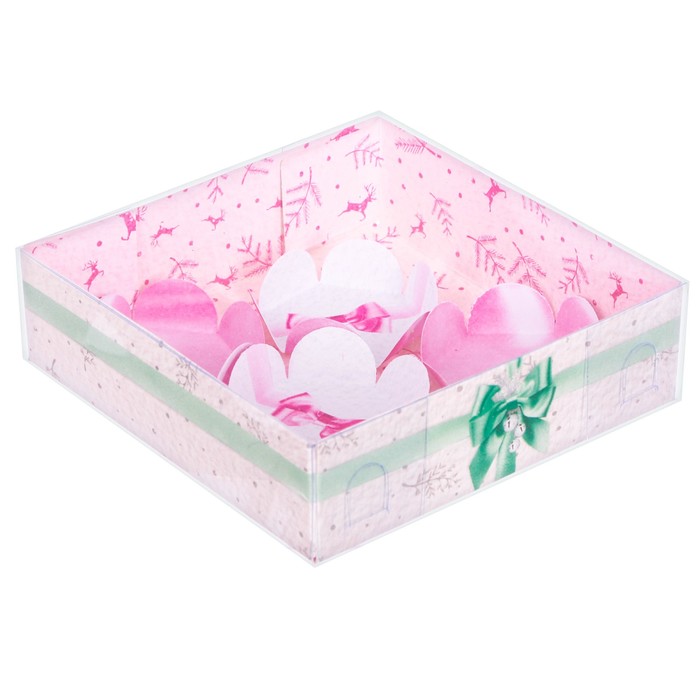 Коробка для макарун с подложками «Шебби», 12 х 12 х 3 см