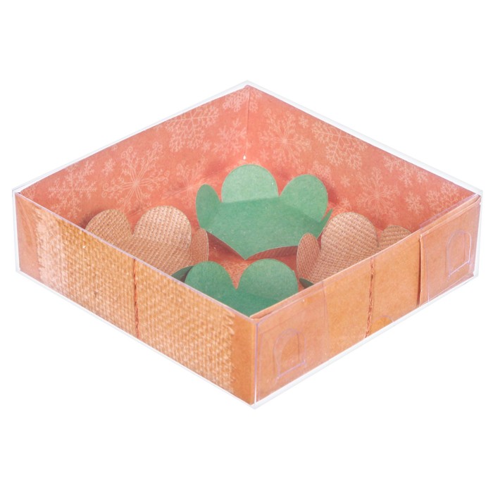 Коробка для макарун с подложками «Тепла и уюта», 12 х 12 х 3 см