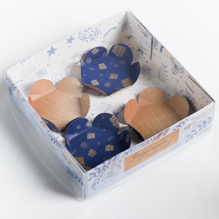 Коробка для макарун с подложками «Радостных моментов», 12 х 12 х 3 см