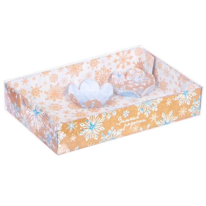 Коробка для макарун с подложками «Зимние радости», 17 х 12 х 3 см