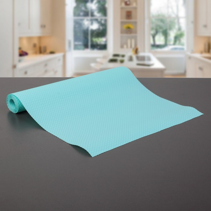 Коврик противоскользящий "Переплетение" 30х150 см, цвет голубой