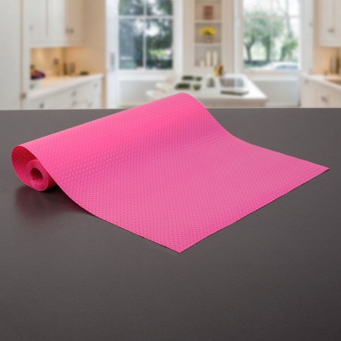Коврик противоскользящий "Переплетение" 30х150 см, цвет розовый