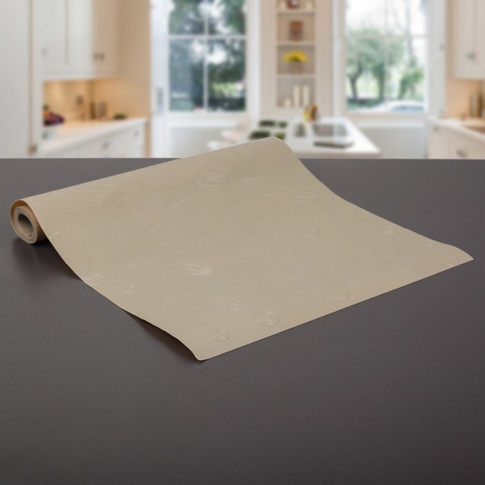 Коврик противоскользящий "Лютики" 30х150 см, цвет коричневый