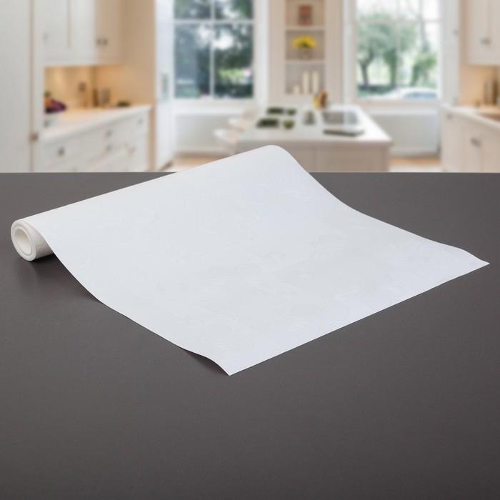 Коврик противоскользящий "Лютики" 30х150 см, цвет белый