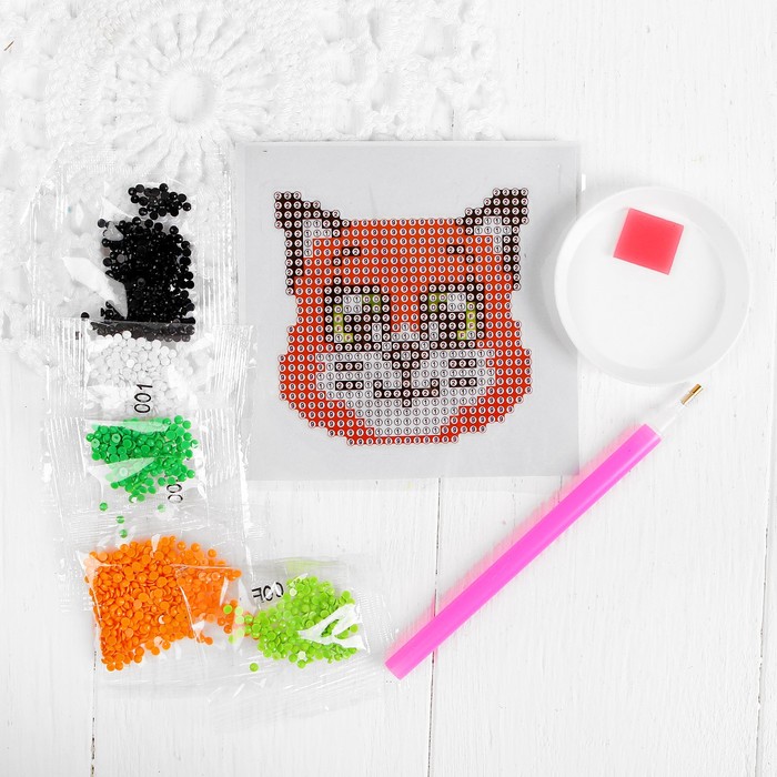 Алмазная вышивка "Лиса" наклейка на одежду, 10*10 см