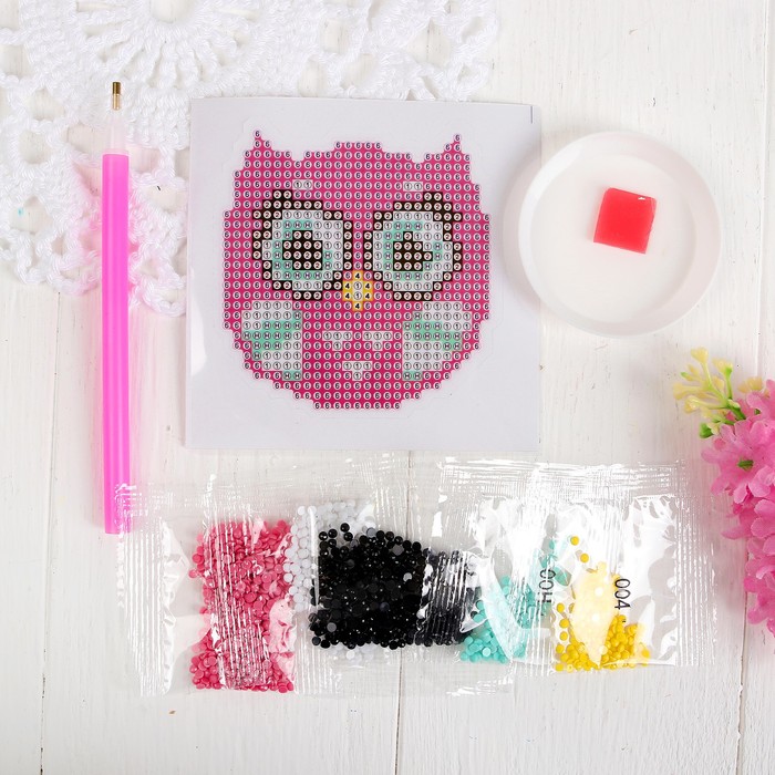 Алмазная вышивка "Совушка" наклейка на одежду, 10*10 см