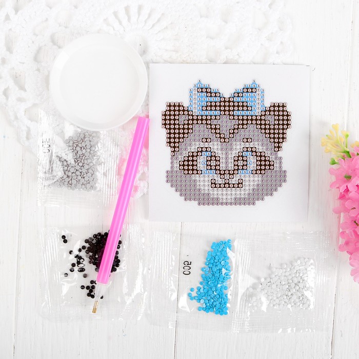 Алмазная вышивка "Енот" наклейка на одежду, 10*10 см