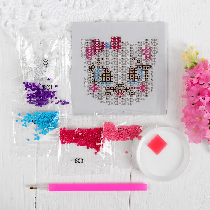 Алмазная вышивка "Кошка" наклейка на одежду, 10*10 см