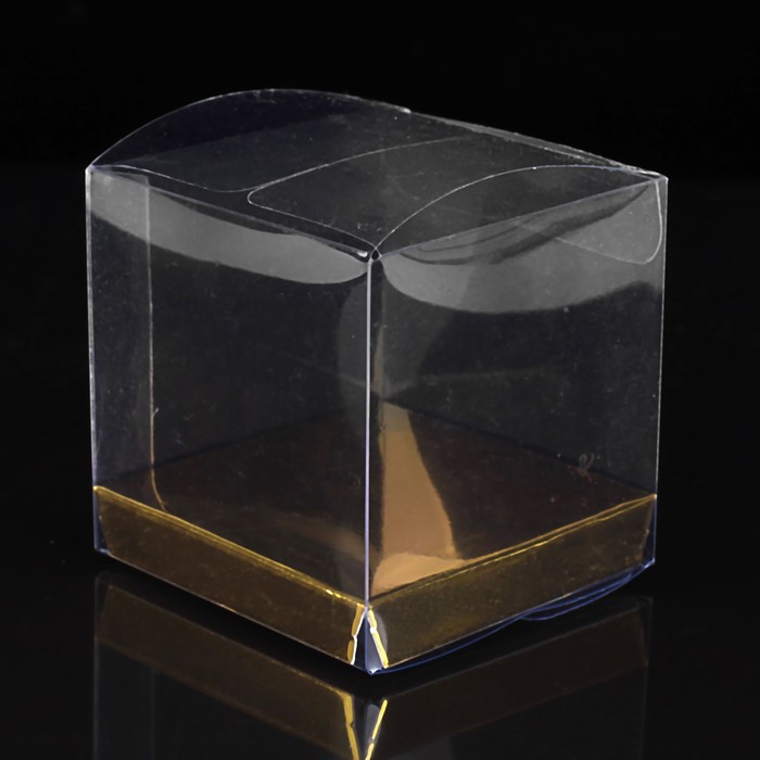 Коробка квадратная пластиковая 5 х 5 х 5 см, золото