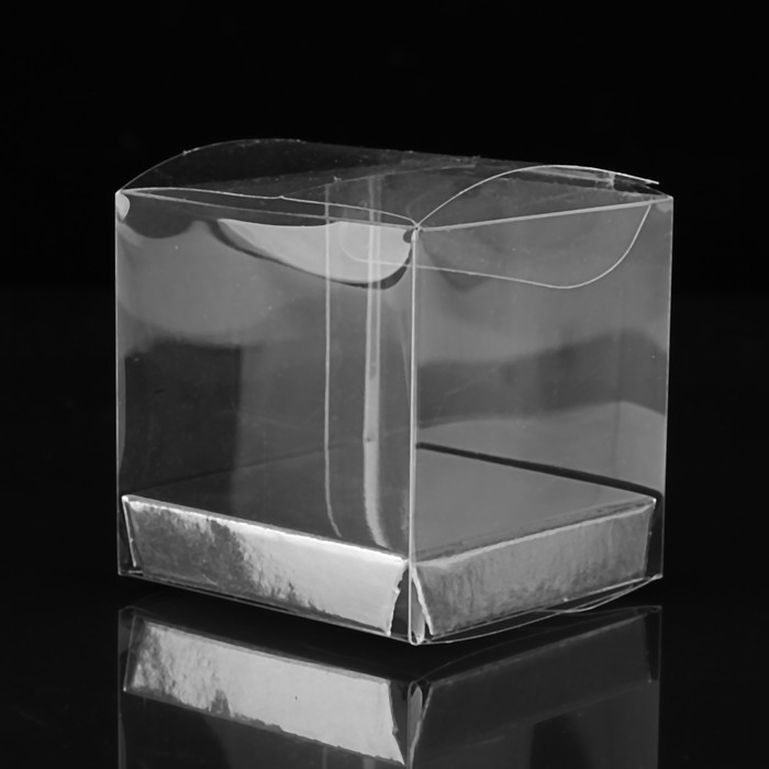 Коробка квадратная пластиковая 5 х 5 х 5 см, серебро