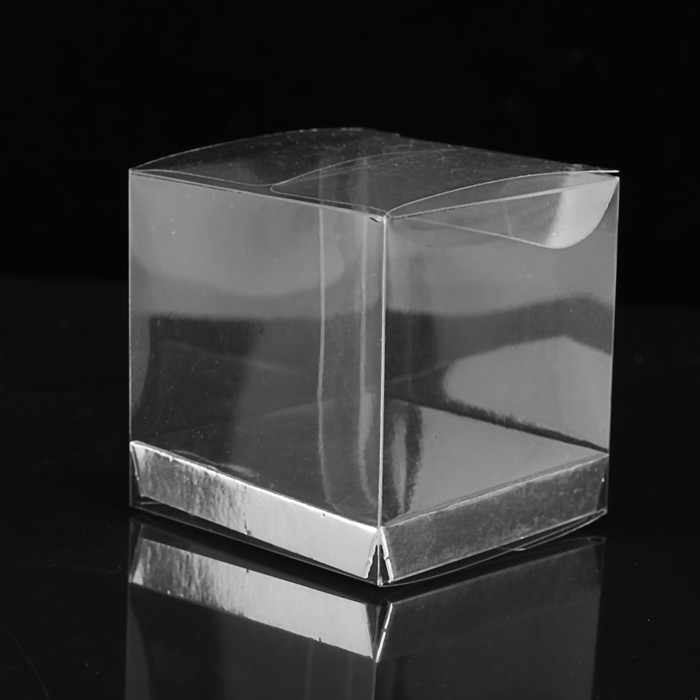 Коробка квадратная пластиковая 6 х 6 х 6 см, серебро