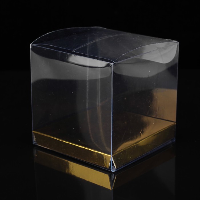 Коробка квадратная пластиковая 7 х 7 х 7 см, золото