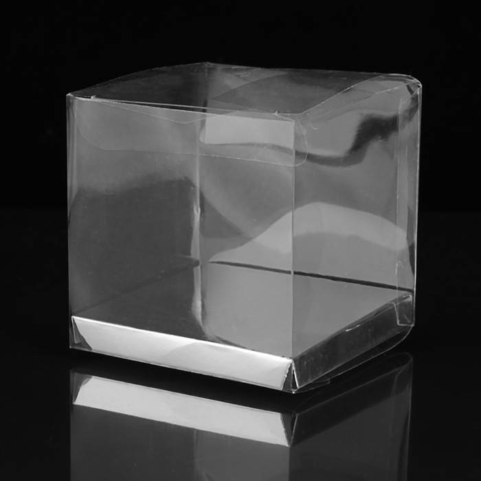 Коробка квадратная пластиковая 8 х 8 х 8 см, серебро