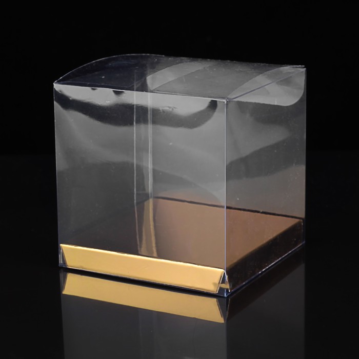 Коробка квадратная пластиковая 9 х 9 х 9 см, золото