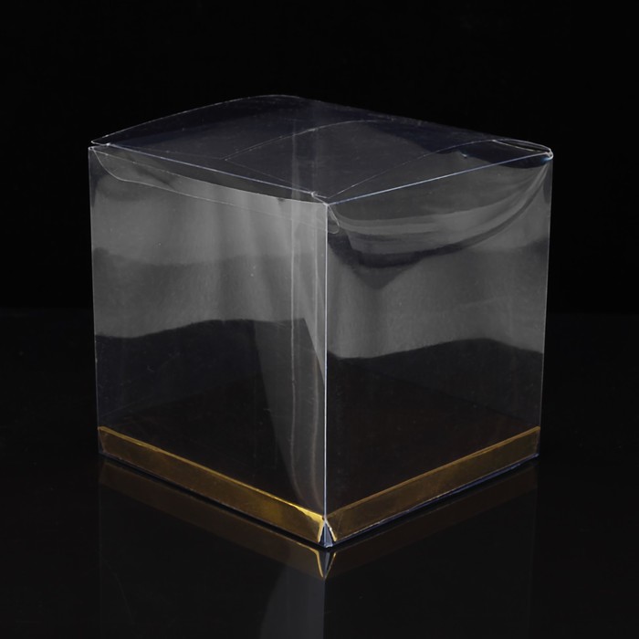 Коробка квадратная пластиковая 12 х 12 х 12 см, золото