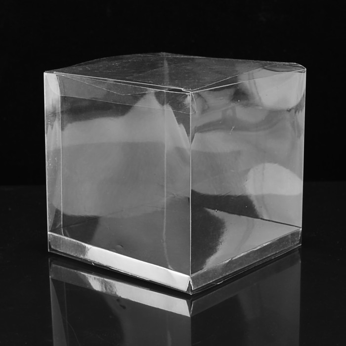 Коробка квадратная пластиковая 12 х 12 х 12 см, серебро