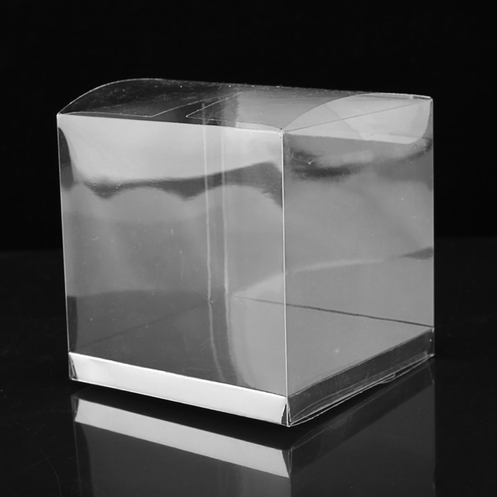 Коробка квадратная пластиковая 10 х 10 х 10 см, серебро