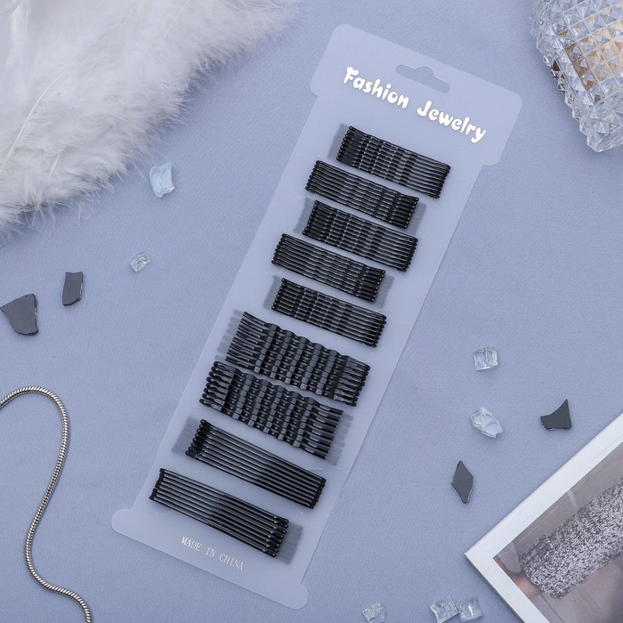 Набор для волос "Простой" 56 штук черный 4см, 5,5 см, 6см