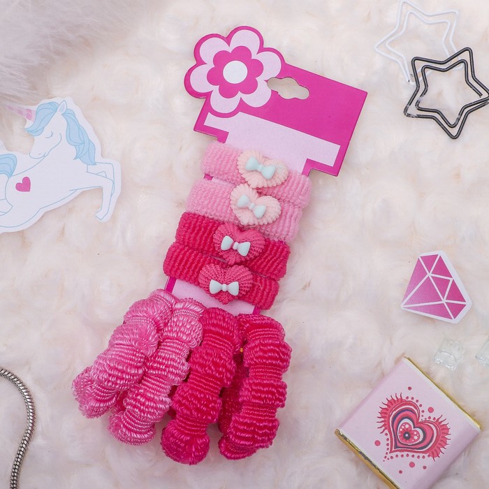 Резинка для волос "Детский каприз" набор 8 штук сердечки