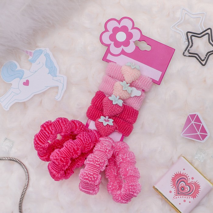 Резинка для волос "Детский каприз" набор 8 штук клубничка