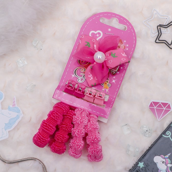 Набор для волос "Асоль" 4 краба, 1 зажим, 4 резинки цветок