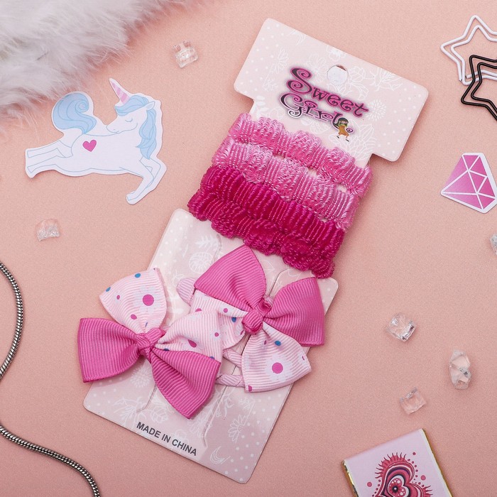 Набор для волос "Асоль" 2 невидимки, 4 резинки, бантик