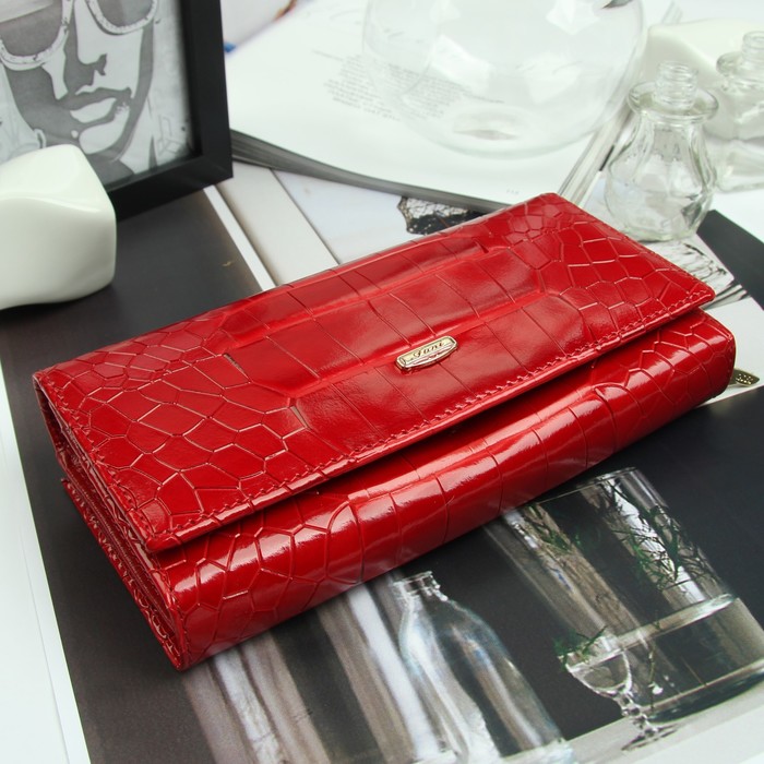 Кошелёк женский, 2 отд рамка, 3 отдела, для карт, 2 отдела на молнии, цвет красный