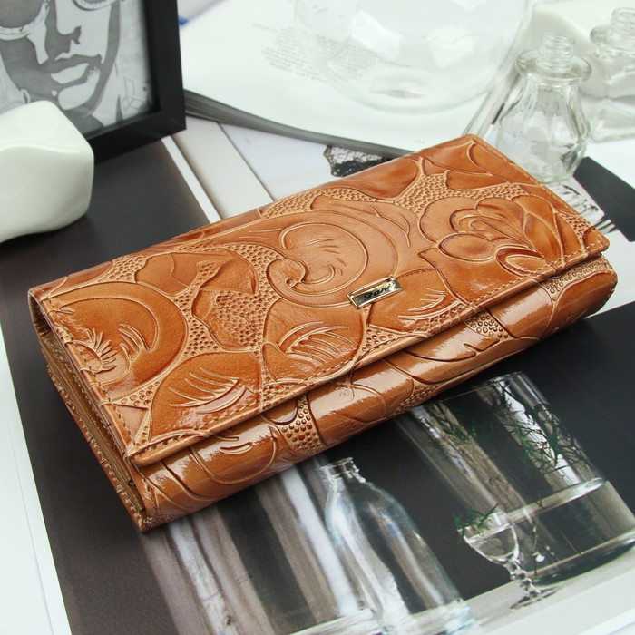 Кошелёк женский, 2 отд рамка, 3 отдела, для карт, 2 отдела на молнии, цвет бежевый