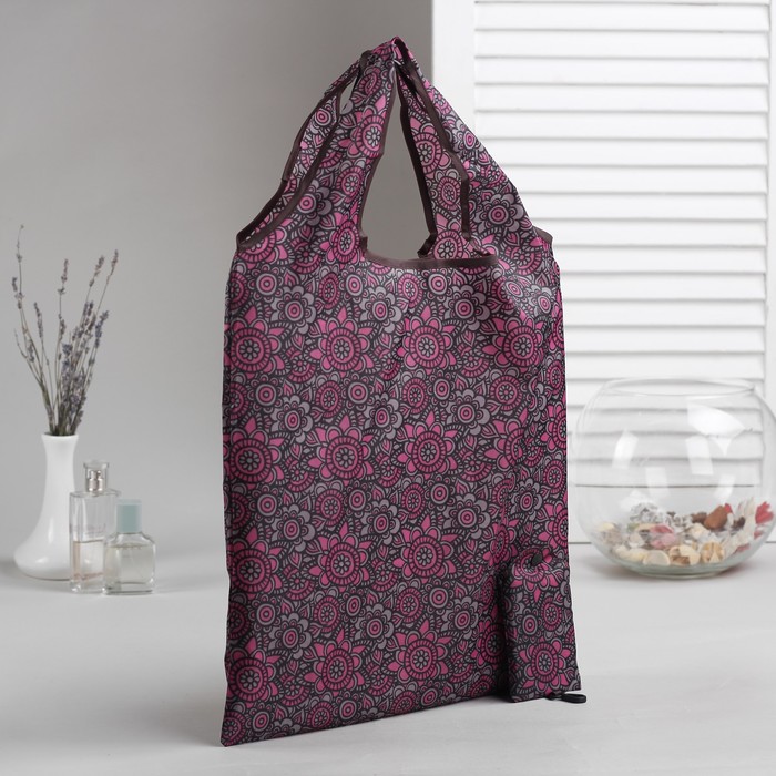 Сумка складная "Винтаж", отдел, с карабином, цвет серый