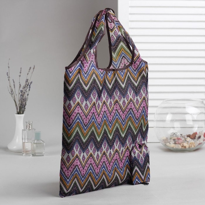 Сумка складная "Орнамент", отдел, с карабином, цвет розовый