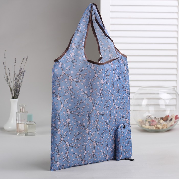 Сумка складная "Сакура", отдел, с карабином, цвет серый