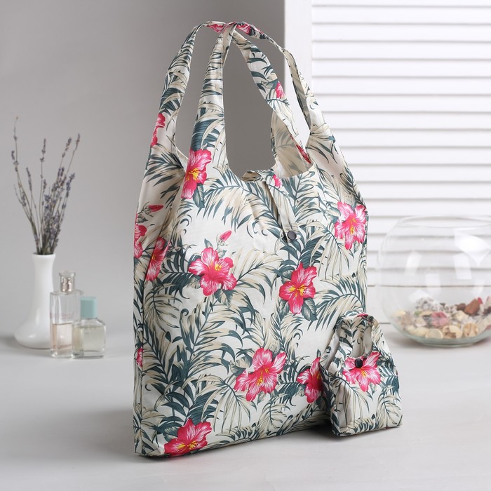 Сумка складная "Тропики", отдел на кнопке, водонепроницаемая, цвет бежевый