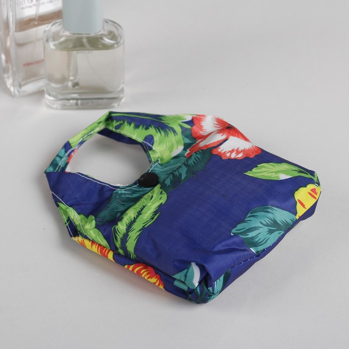 Сумка складная "Цветущие поля", отдел на кнопке, водонепроницаемая, цвет синий