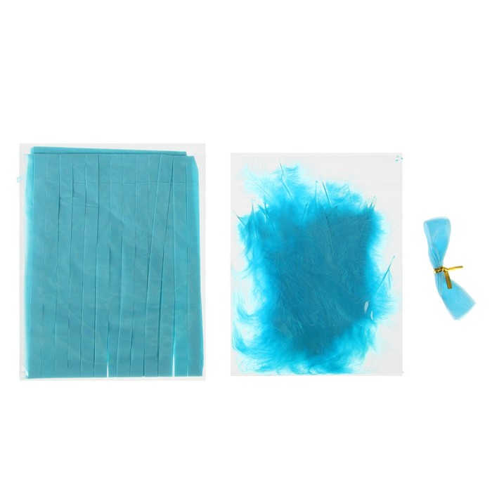 Шар полимерный 18" "Прозрачный с бумажным хвостиком" перья, цвет голубой, 1 шт