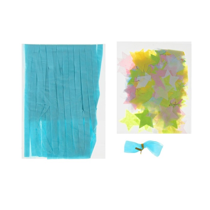 Шар полимерный 18" "Прозрачный с бумажным хвостиком" конфетти звезды, бант, 1 шт