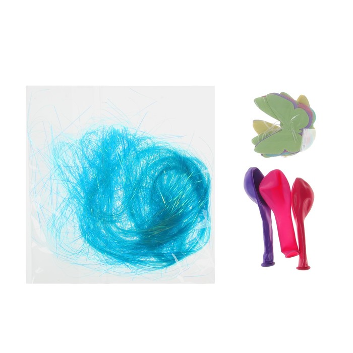 Шар полимерный 18" "Прозрачный с мишурой и подвеской" голубой, 1 шт