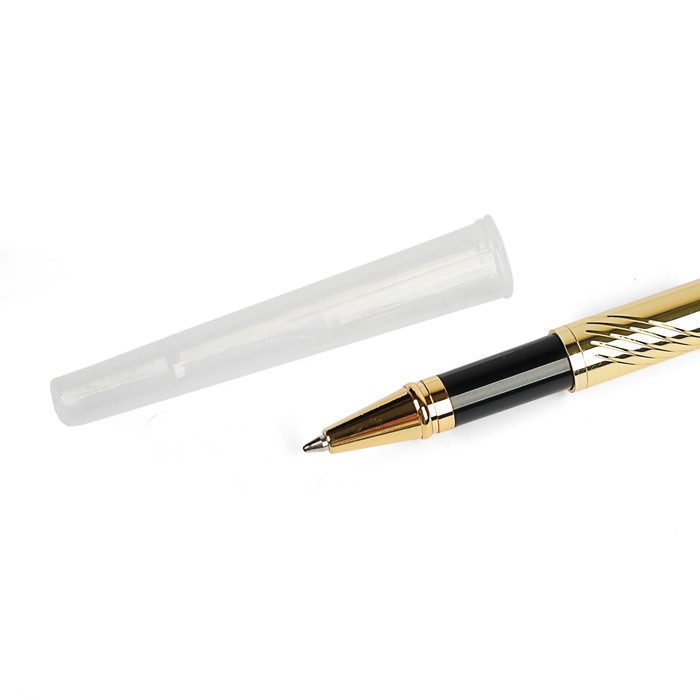 Ручка шариковая подарочная Узор удлиненная корпус золотистый