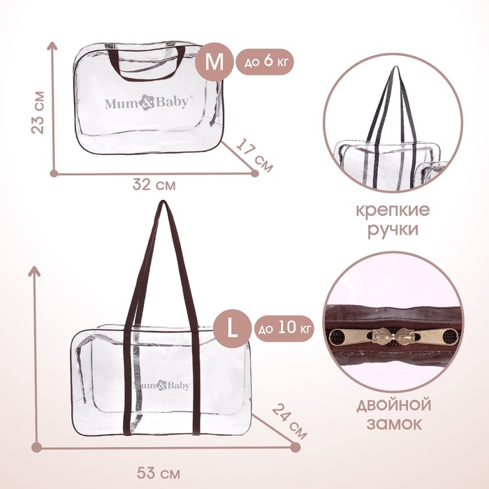 Сумка в роддом, с косметичкой, цвет коричневый