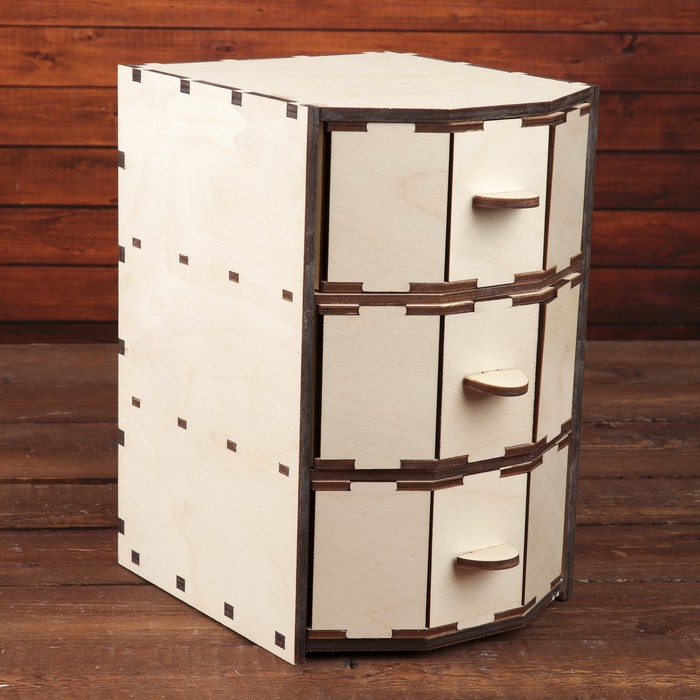 Шкатулка для декора "Комод шестигранный" 3 ящика 23х15х17 см