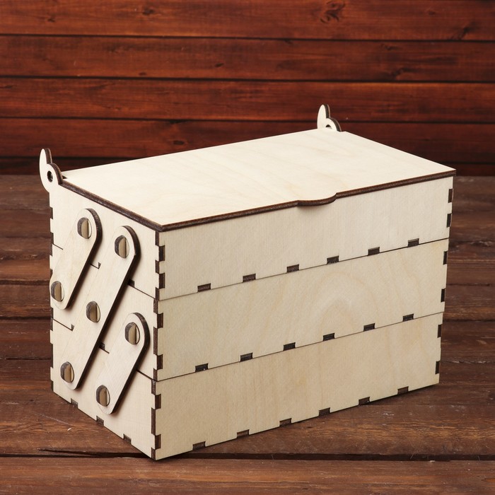 Шкатулка для декора  прямоугольная "Трехъярусная большая" 23х16х14 см