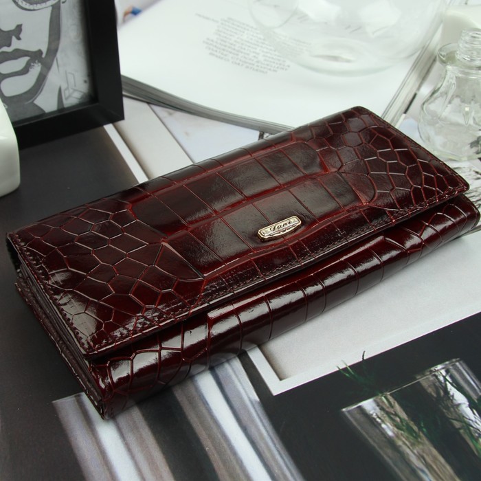 Кошелёк женский, 2 отд рамка, 3 отдела, для карт, для монет, цвет коричневый