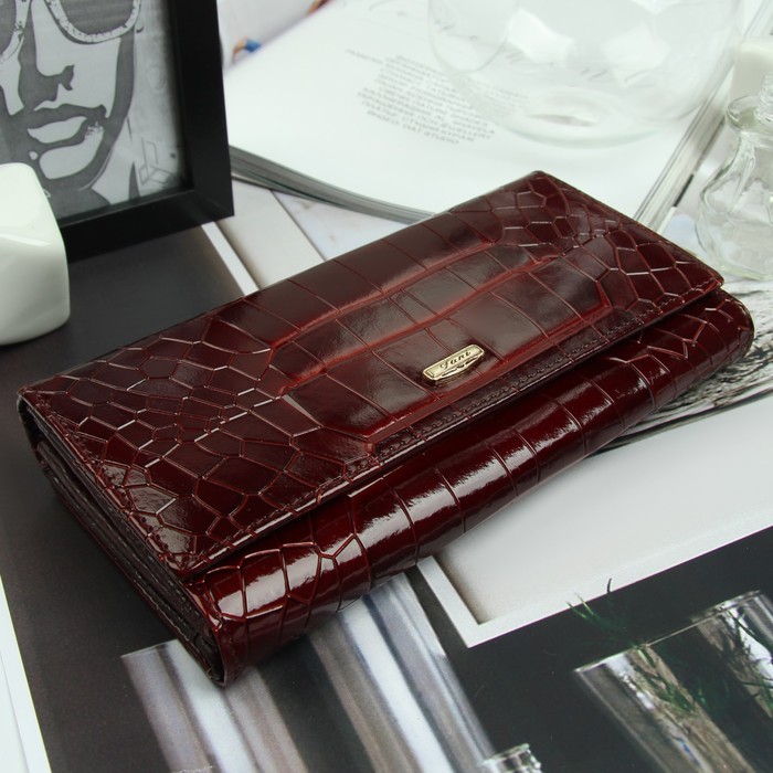 Кошелёк женский, 4 отдела, для карт, для монет, цвет коричневый