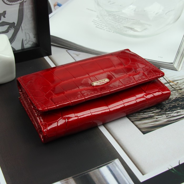 Кошелёк женский, 2 отдела, для карт, для монет, цвет красный