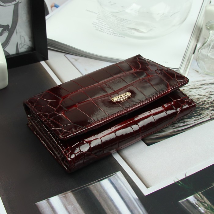 Кошелёк женский, 2 отдела, для карт, для монет, цвет коричневый