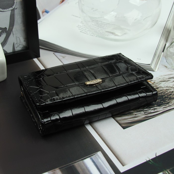 Кошелёк женский, 2 отдела, для карт, для монет, цвет чёрный