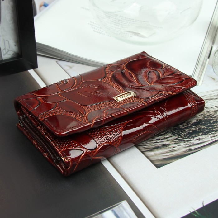 Кошелёк женский, 2 отдела, для карт, для монет, цвет коричневый