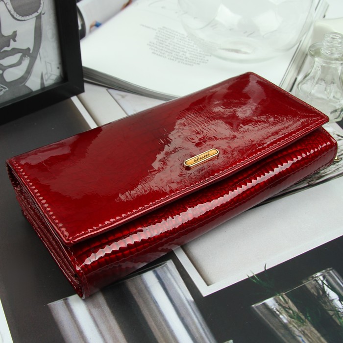 Кошелёк женский, 2 отдела, для карт, для монет, цвет красный